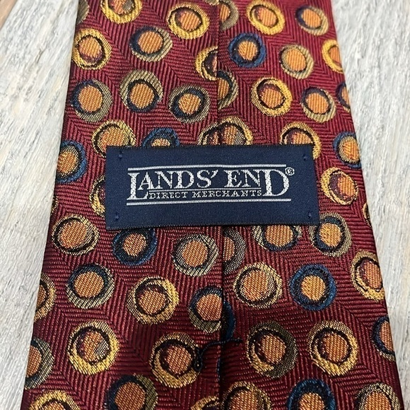 LANDS END SILK TIE,57X3.75" WIDE Dark Red Multi Colored - Picture 4 of 7